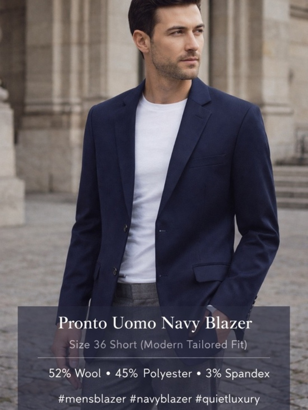 Pronto Uomo Navy Blazer - Classic Tailored Single-Breasted